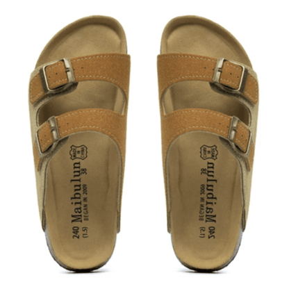 Maibulun Suede Arizona Sandals – Light Brown & Caramel