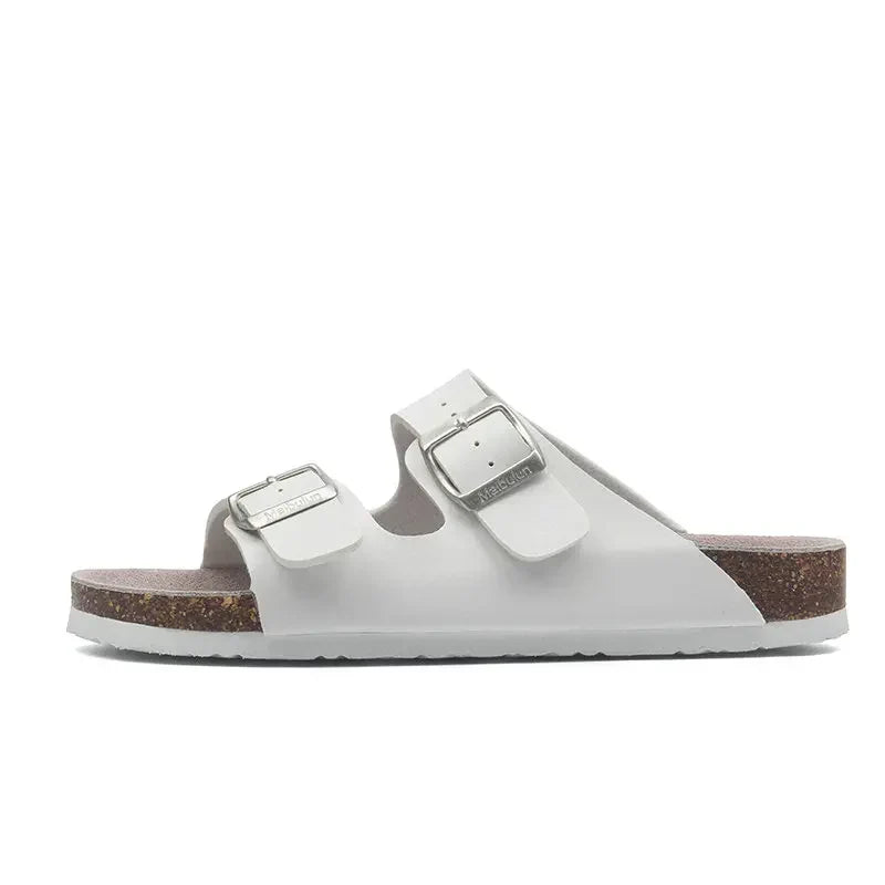 Maibulun Leather Arizona Sandals – White