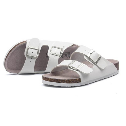 Maibulun Leather Arizona Sandals – White