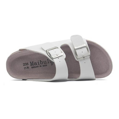 Maibulun Leather Arizona Sandals – White