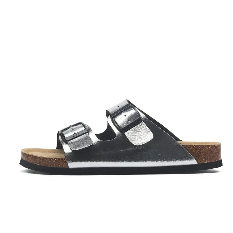 Maibulun Leather Arizona Sandals – Silver