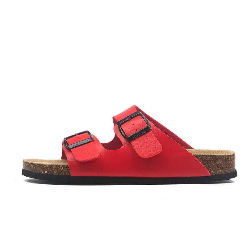 Maibulun Leather Arizona Sandals – Red