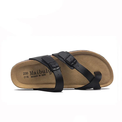 Milari Toe-Loop Cork Sandals – Black