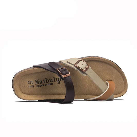 Milari Toe-Loop Cork Sandals – Brown Tones
