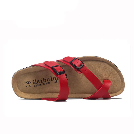 Milari Toe-Loop Cork Sandals – Red