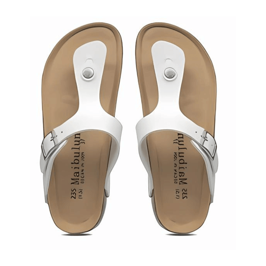 Miramare Thong Cork Sandals – White