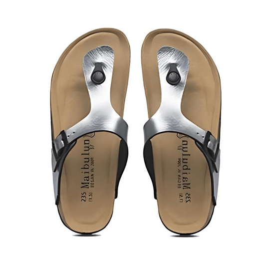 Miramare Thong Cork Sandals – Silver
