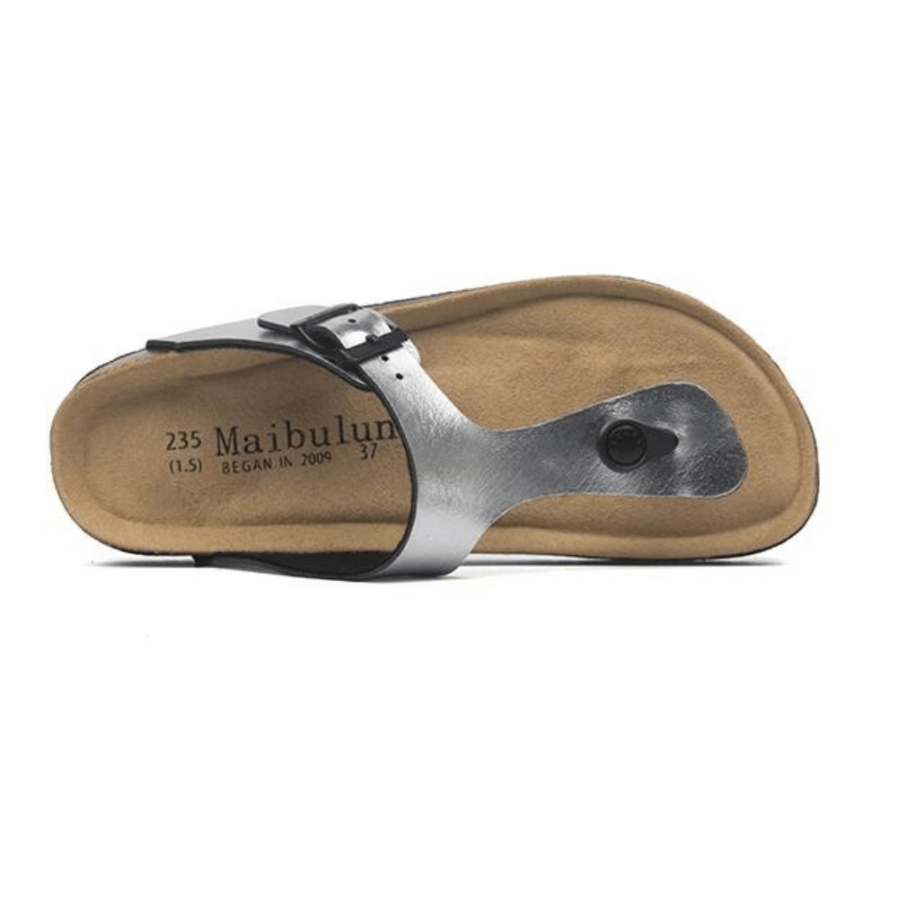 Miramare Thong Cork Sandals – Silver