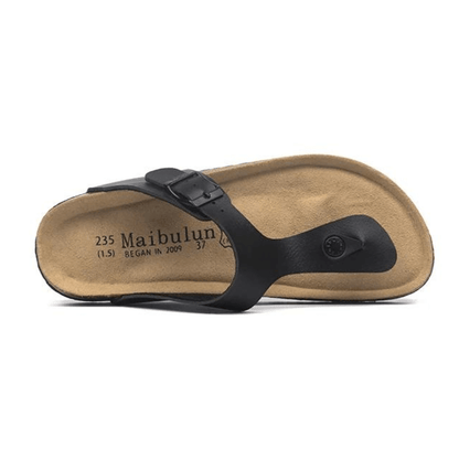 Miramare Thong Cork Sandals – Black