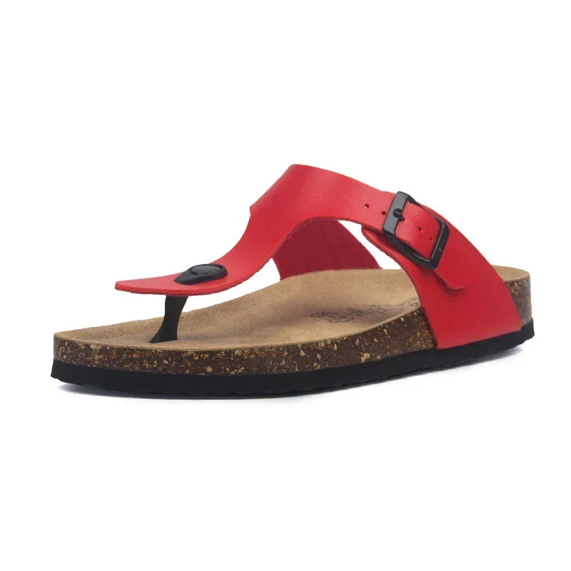 Miramare Thong Cork Sandals – Red