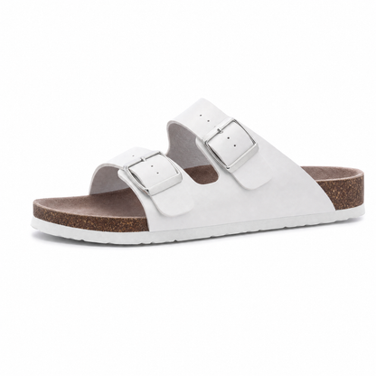 Maibulun Leather Arizona Sandals – White