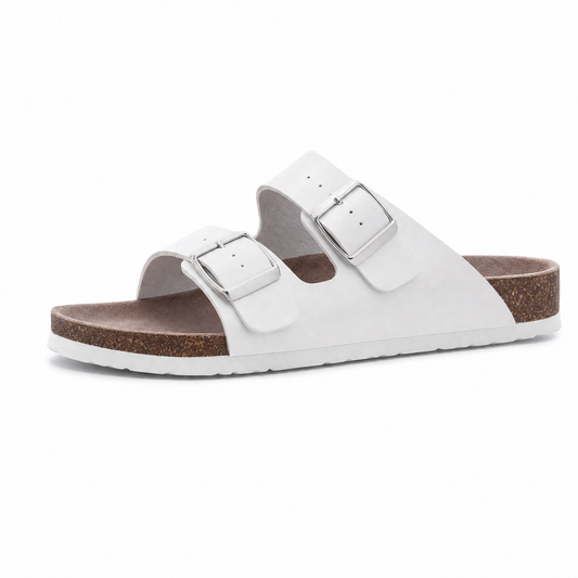 Maibulun Leather Arizona Sandals – White