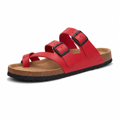 Milari Toe-Loop Cork Sandals – Red