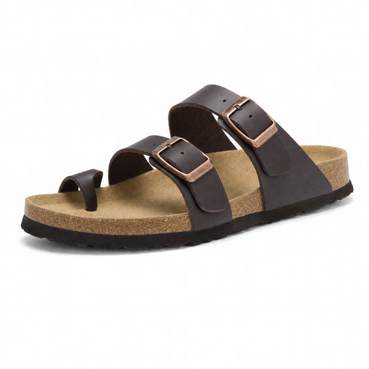 Milari Toe-Loop Cork Sandals – Brown