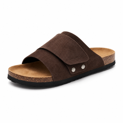 Salerno Suede Slide Sandals – Dark Brown