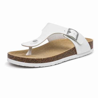 Miramare Thong Cork Sandals – White