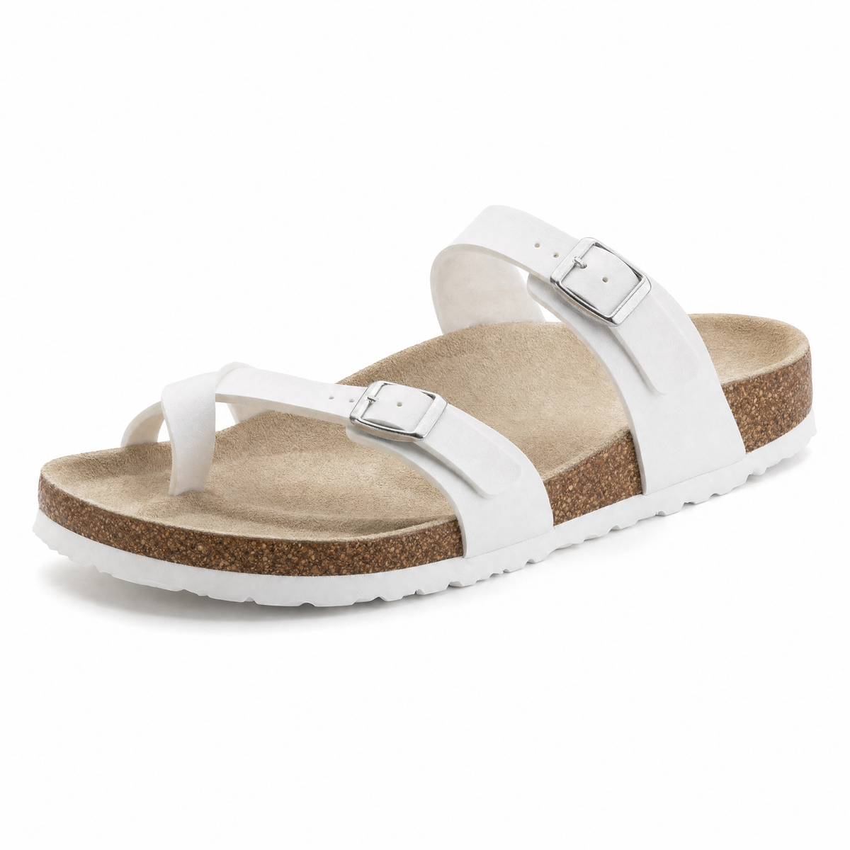 Milari Toe-Loop Cork Sandals – White
