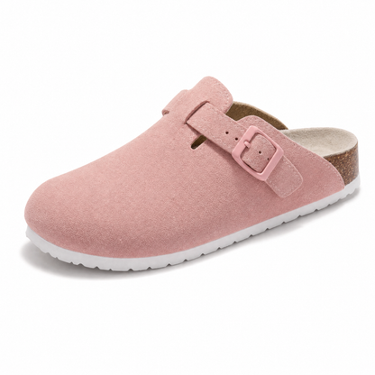 Boston Suede Comfort Clogs – Pink